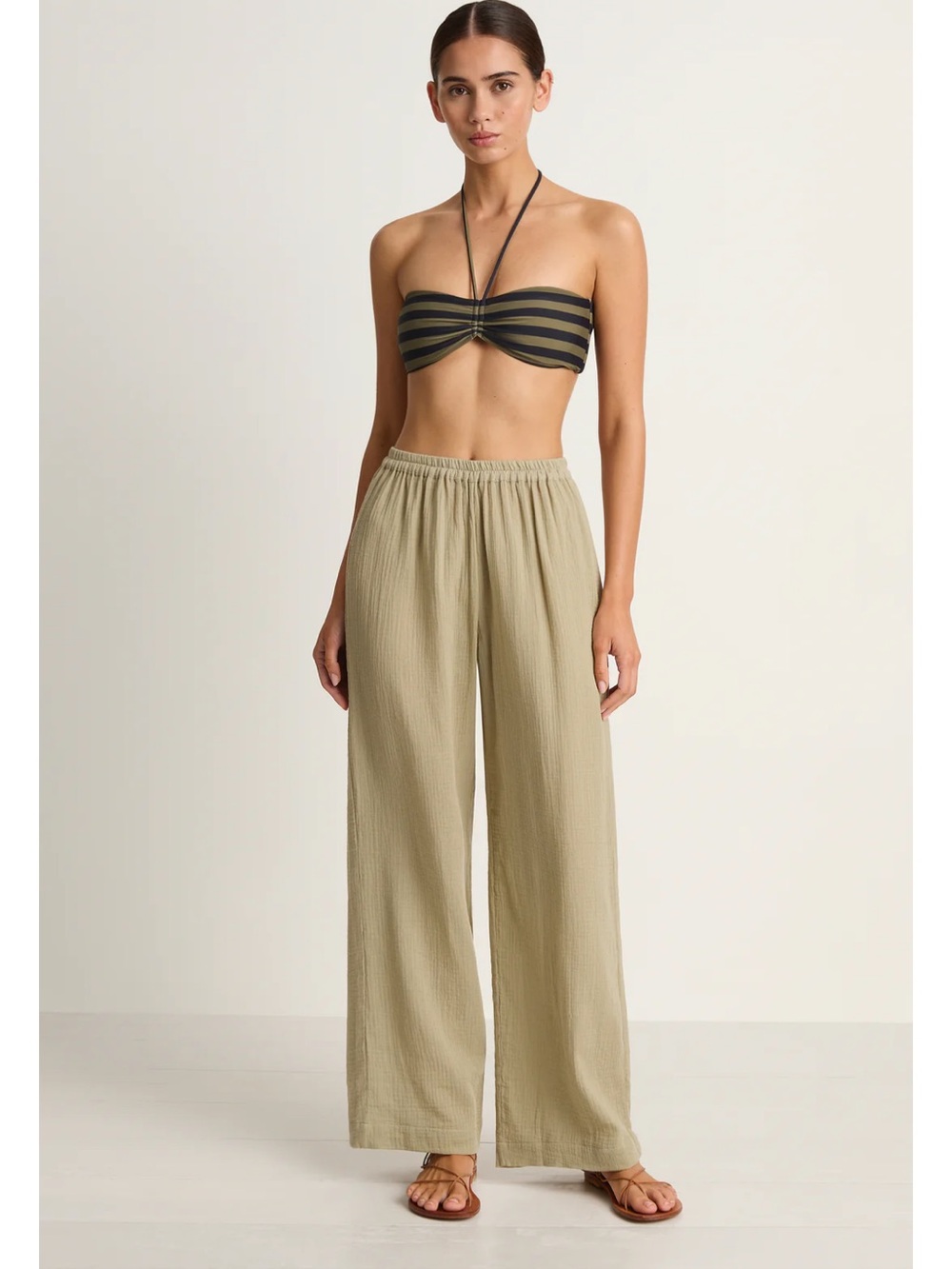 Mikoh Dion Pants (Oyster): Wide-Leg Pull-On Pants